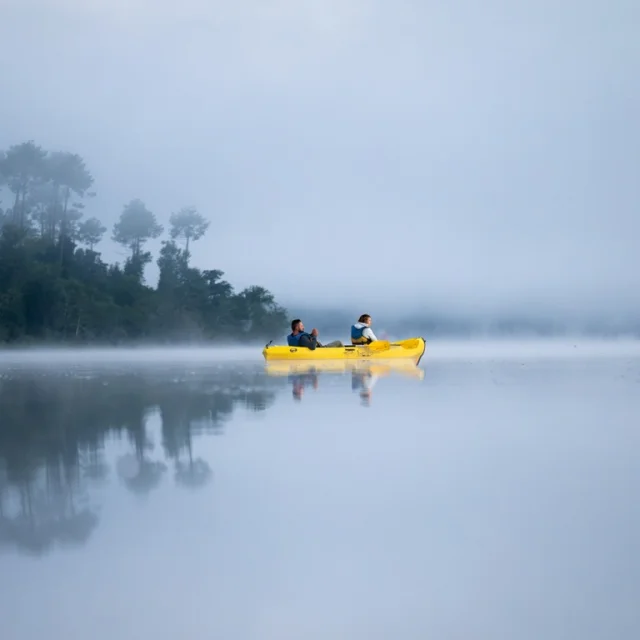 canoe - lac - brume